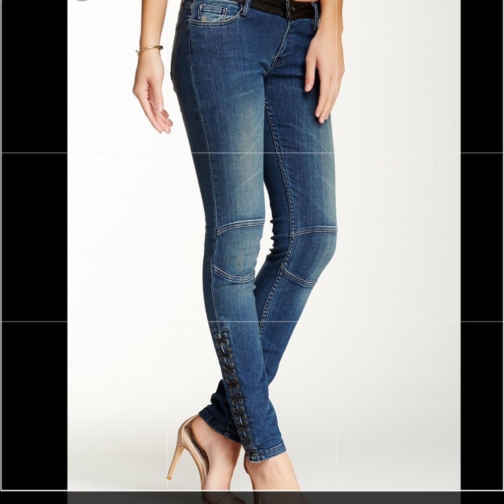 Etienne Marcel Faux Leather Lace Up Jeans Size 26